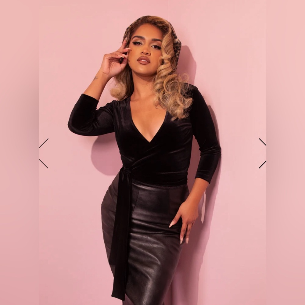 Vixen Wrap Top in Black Velvet